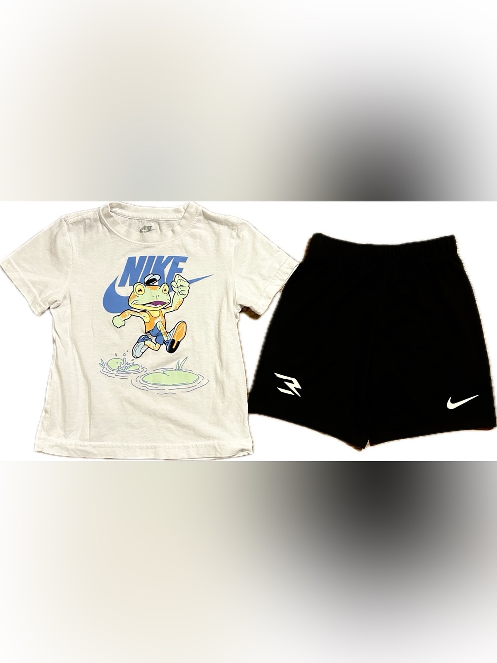 Nike Frog Graphic T-Shirt and Black Shorts Set Size 4